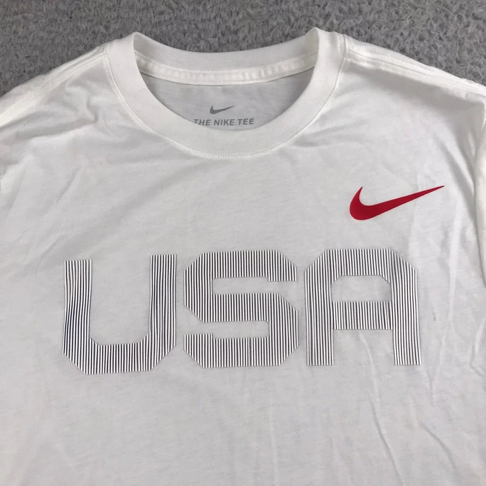 Nike Team USA Olympic T-Shirt Mens S Standard Fit White Graphic Crew Neck NEW